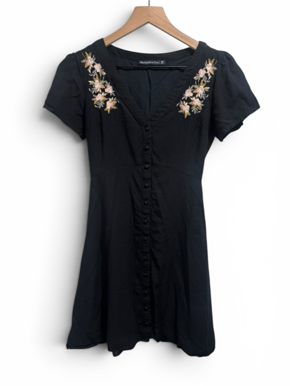 Abercrombie & Fitch Black Floral Embroidered‎ Dress -Size X-Small